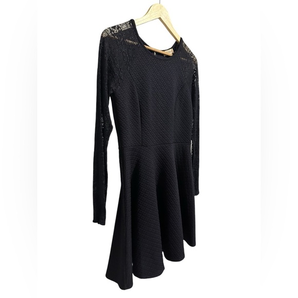 Altar'd State Black Fit and Flare Lace Sheer Long Sleeve Dress Large WhimsiGoth - Picture 6 of 13